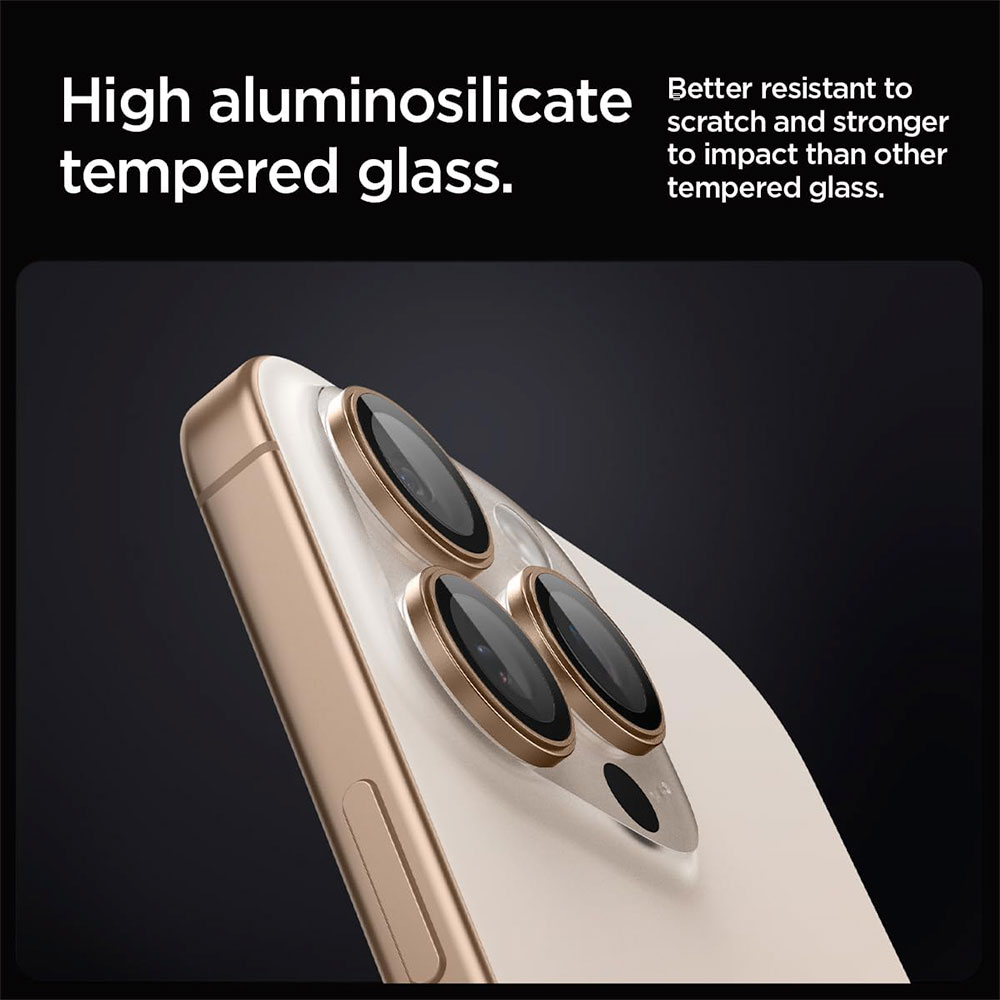 Spigen Optik Pro Lens Protector pre iPhone 16 Pro/16 Pro Max - Desert Titanium