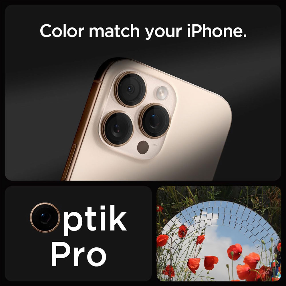 Spigen Optik Pro Lens Protector pre iPhone 16 Pro/16 Pro Max - Desert Titanium