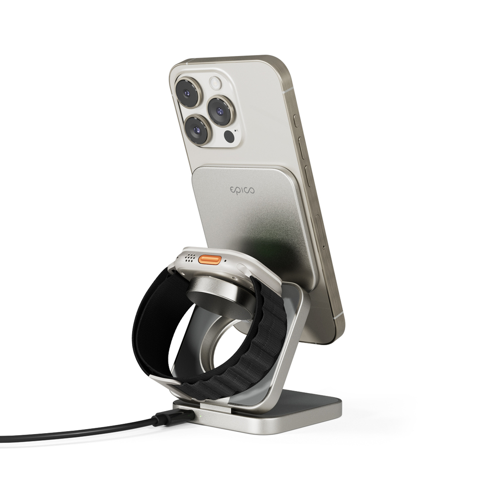 EPICO UltraBase EF45 3in1 Fold Alu Mag+ Charging Stand - titanová