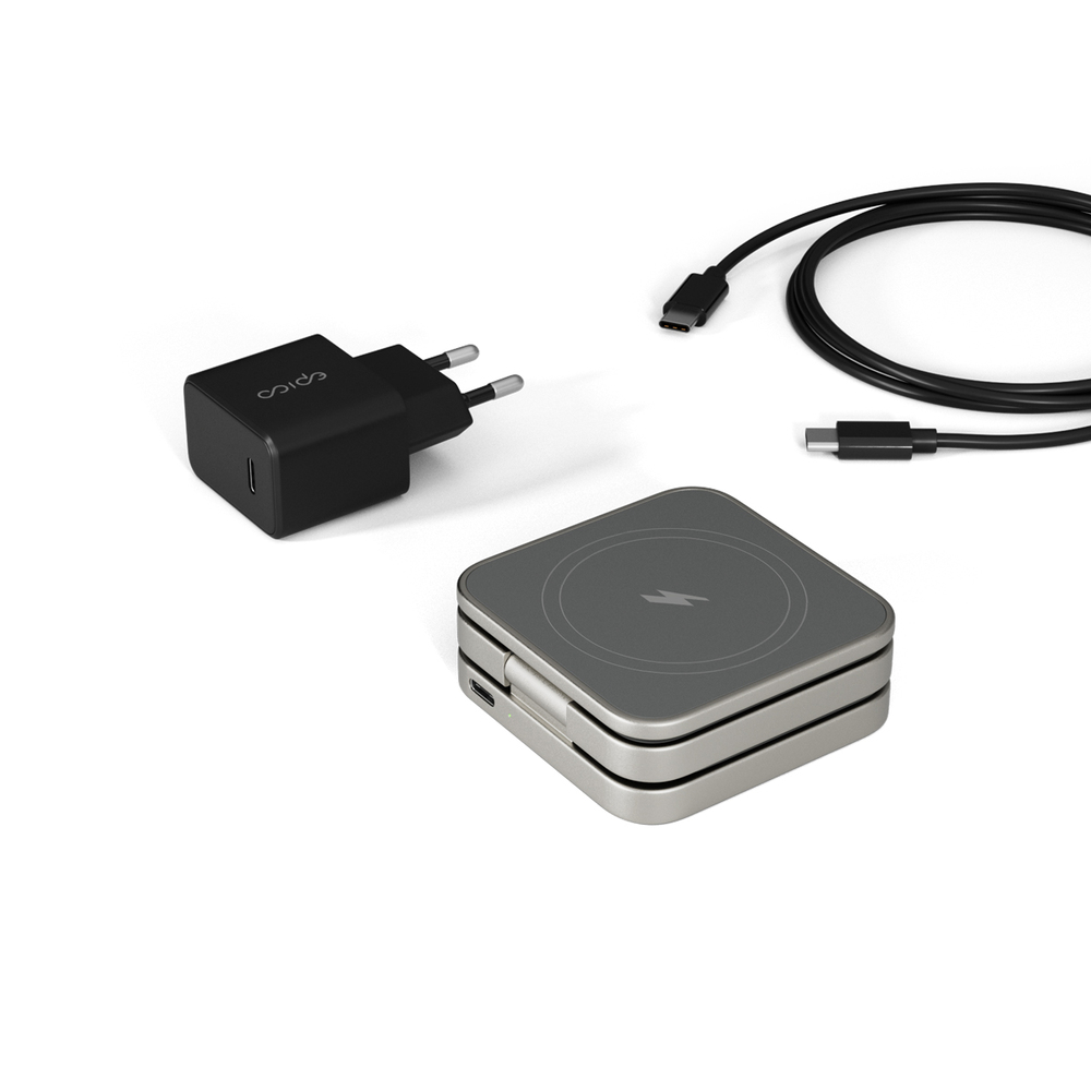EPICO UltraBase EF45 3in1 Fold Alu Mag+ Charging Stand - titanová