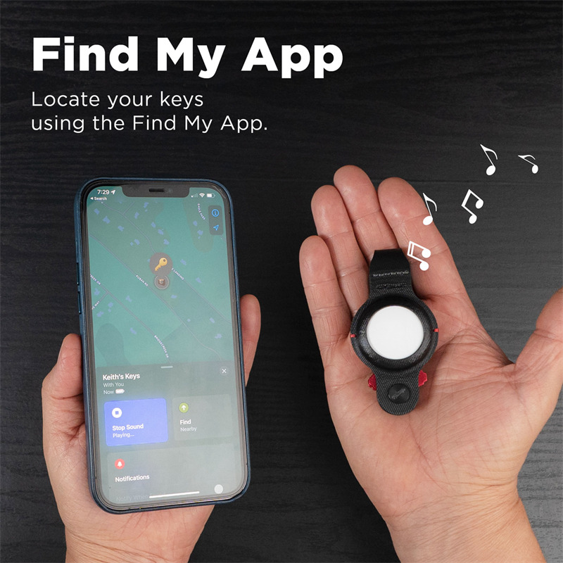 KeySmart Air s púzdrom pre AirTag - vegan koža čierna