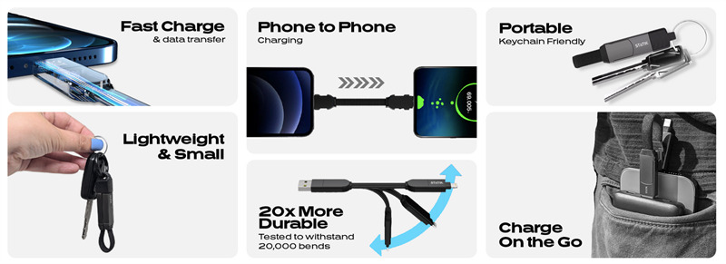 KeySmart Statik HexCharge - univerzálny USB kábel