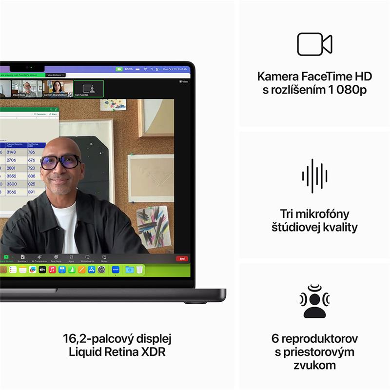 MacBook Pro 16" Apple M3 Pro 12C CPU 18C GPU 18GB 512GB Kozmický čierny SK *Vystavený*