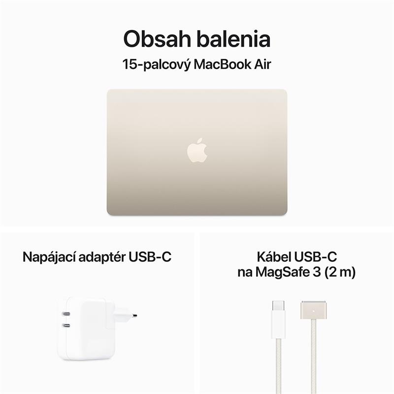MacBook Air 15" Apple M3 8C CPU 10C GPU 8GB 256GB Hviezdny biely SK *Vystavený*