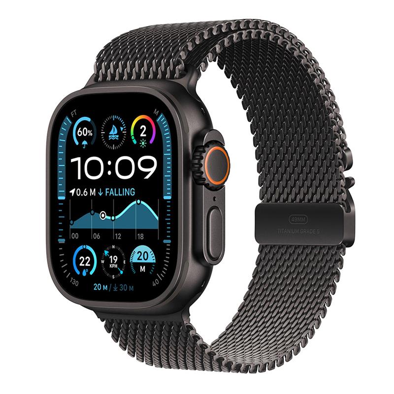 Apple Watch Ultra 2 GPS + Cellular 49mm Černý titan s černým titanovým milánským tahem - S *Rozbalený*