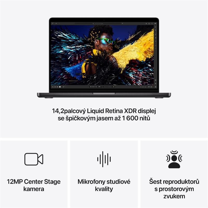 CTO MacBook Pro 14" Apple M4 Pro 14c CPU/20c GPU/24GB/2TB Vesmírně černý CZ s nanotexturou