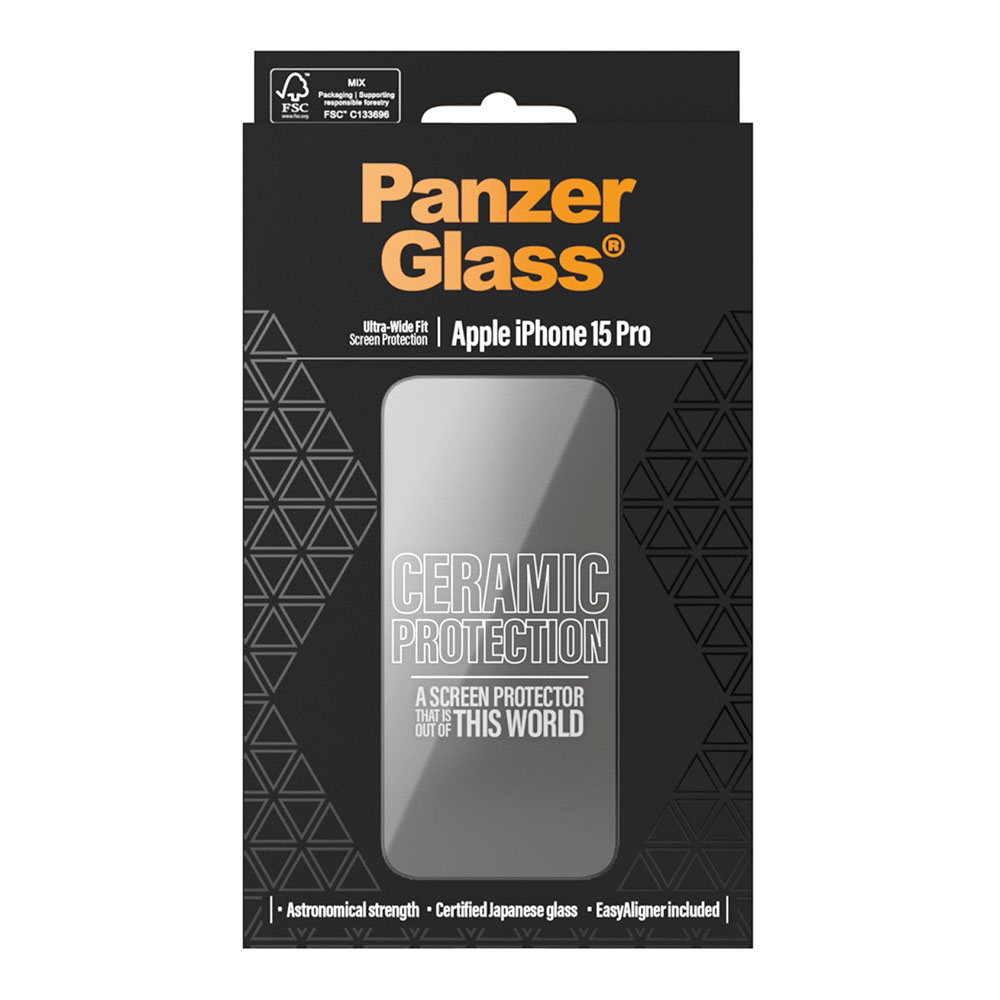 PanzerGlass ochranné sklo UWF Ceramic Protection pre iPhone 15 Pro - Black Frame