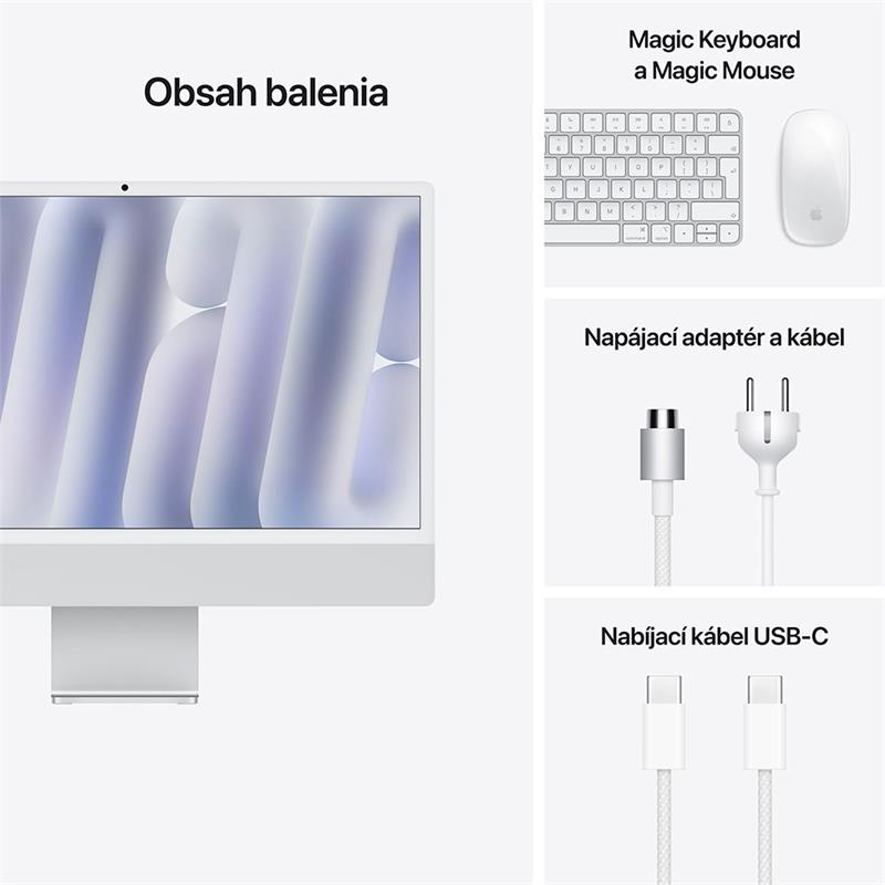 CTO iMac 24" 4.5K Apple M4 8C CPU 8C GPU 16GB 256GB Strieborný NUM SK