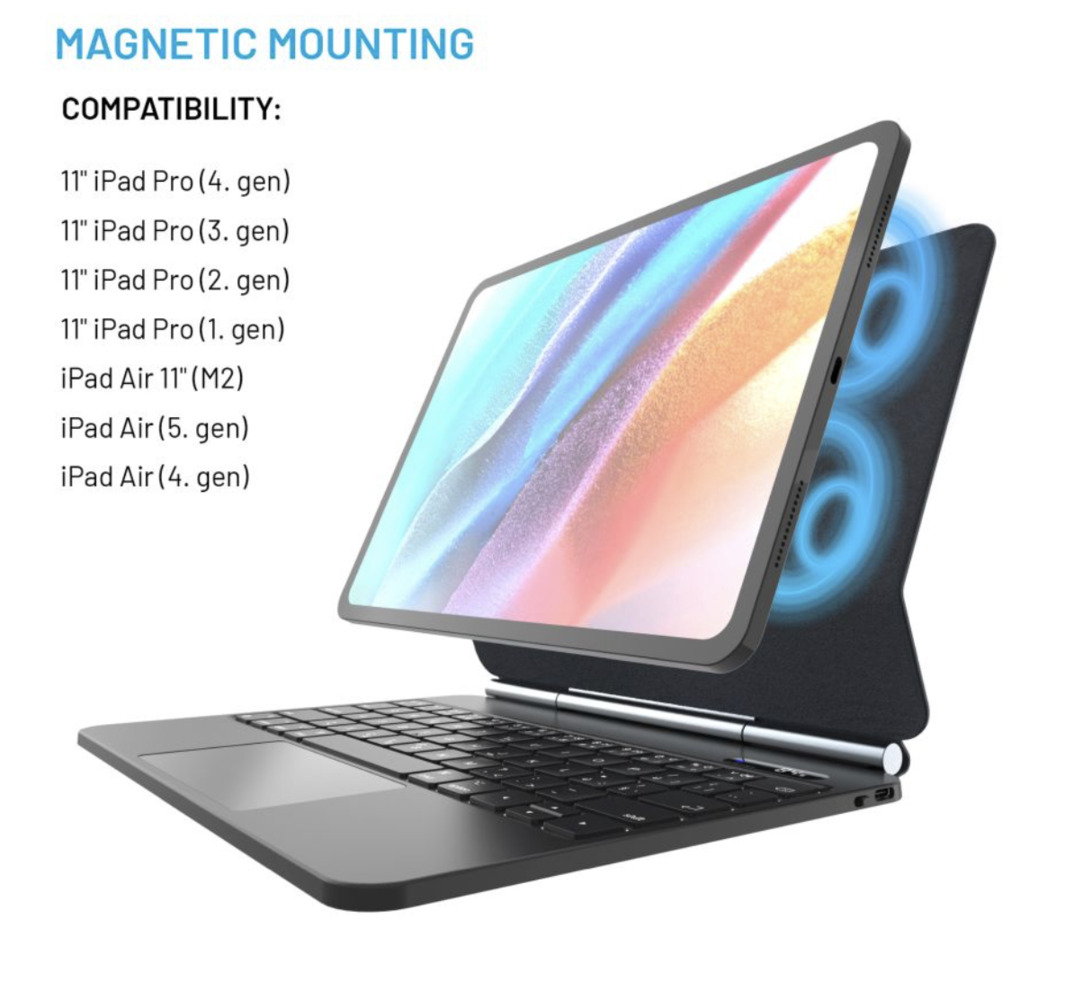 FIXED Typee bezdrátová klávesnice s magnetickým uchycením pro Apple iPad Pro 11"/iPad Air 10,9" (2020-2025), CZ, černá