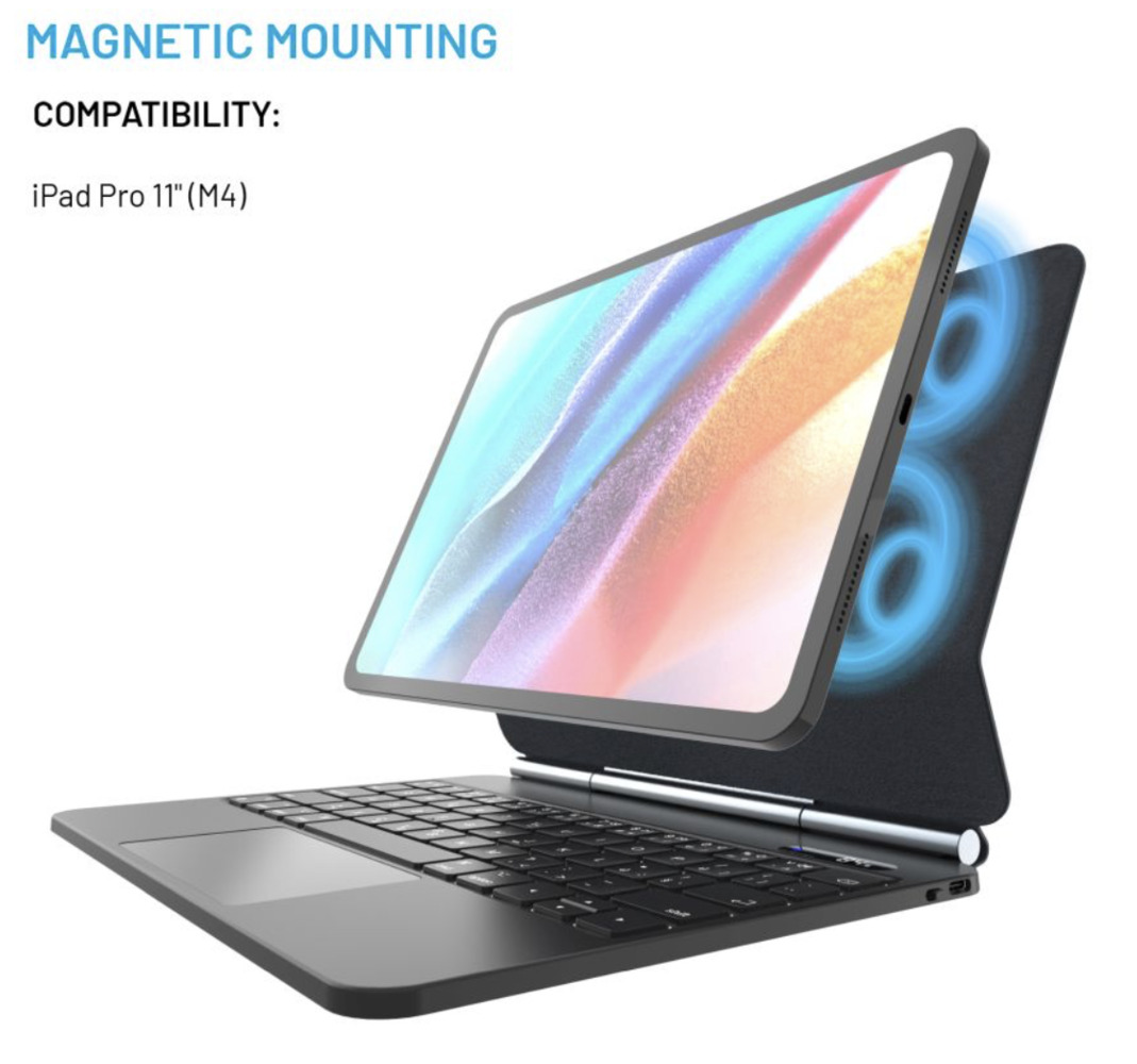 FIXED Typee bezdrátová klávesnice s magnetickým uchycením pro Apple iPad Pro 11" M4 2024/M5 2025, CZ, černá