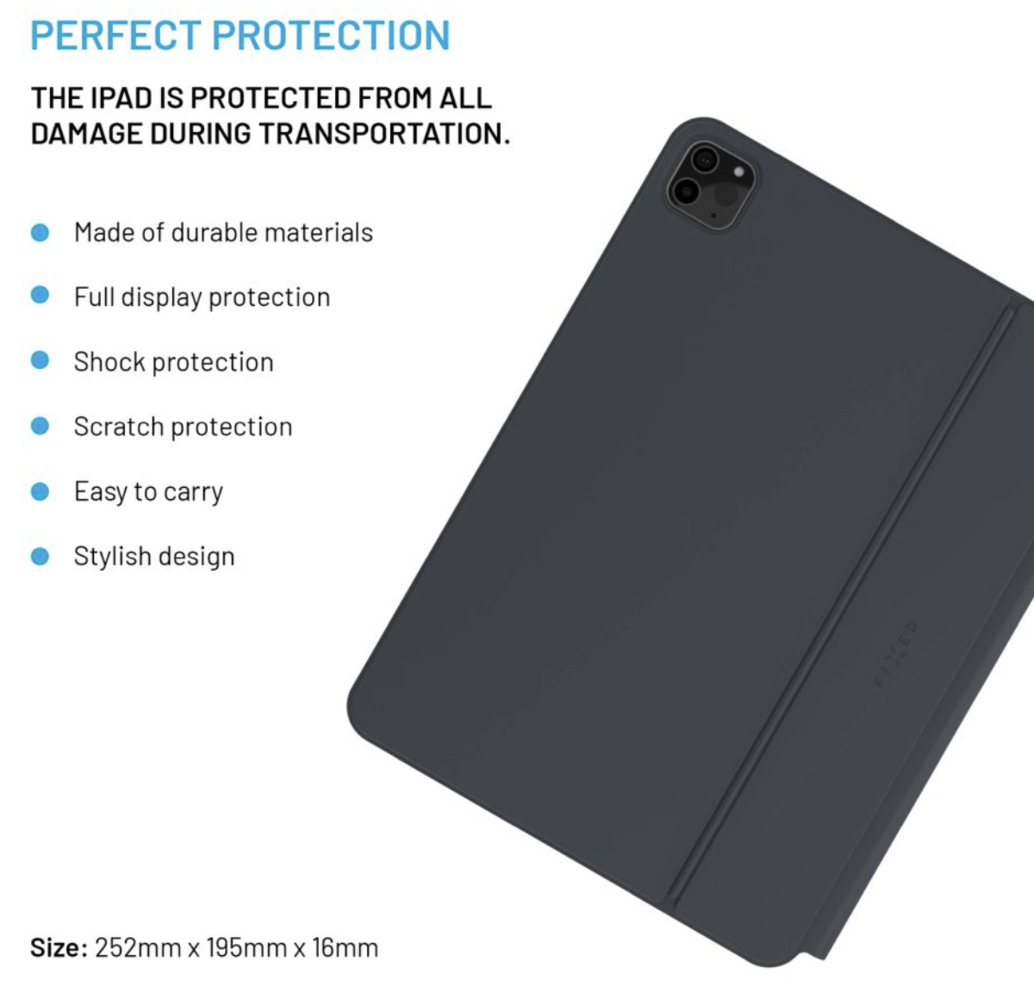 FIXED Typee bezdrátová klávesnice s magnetickým uchycením pro Apple iPad Pro 11" M4 2024/M5 2025, CZ, černá