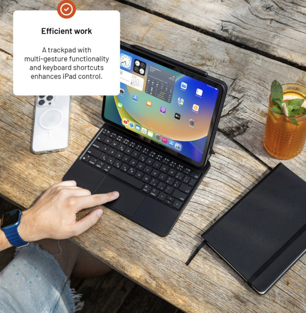 FIXED Typee bezdrátová klávesnice s magnetickým uchycením pro Apple iPad Pro 11" M4 2024/M5 2025, CZ, černá