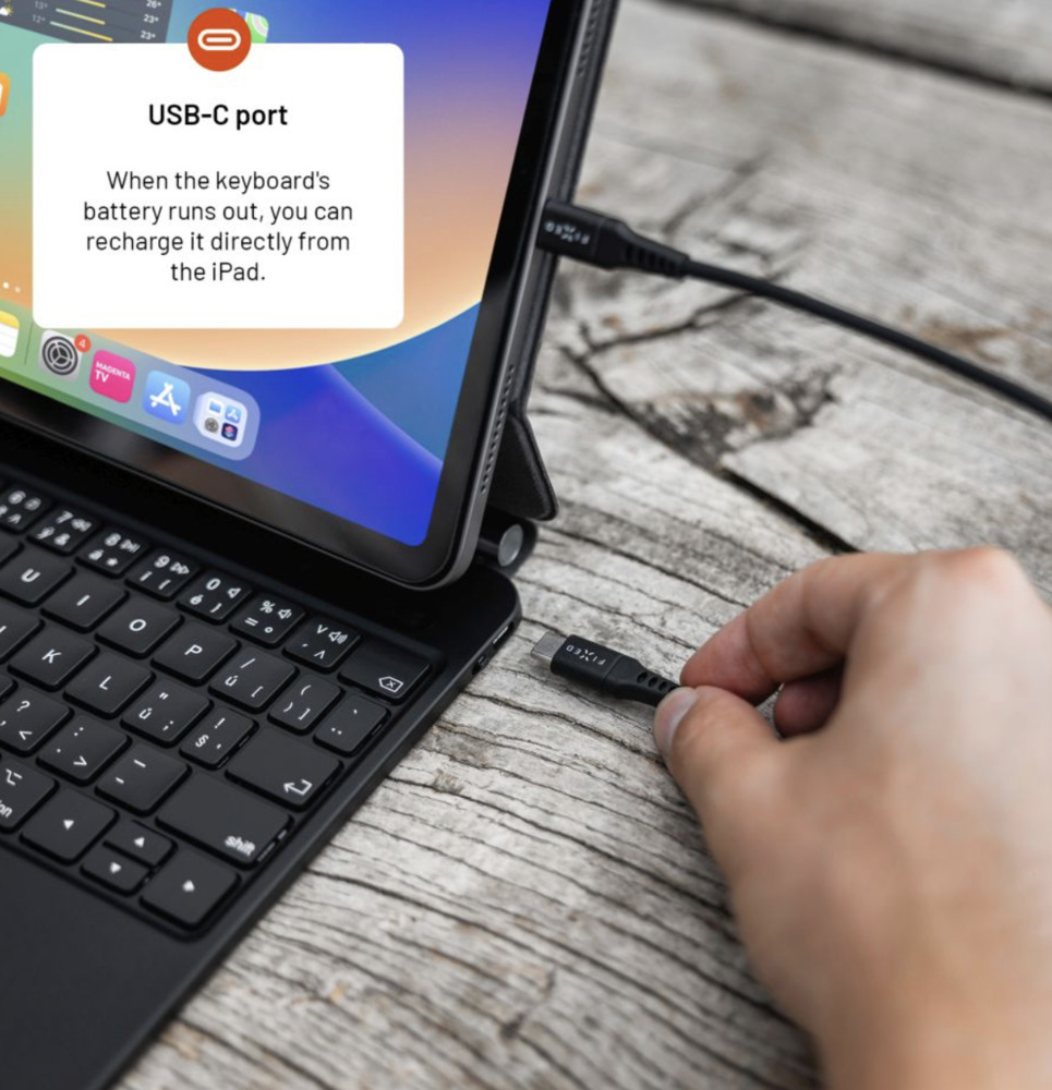 FIXED Typee bezdrátová klávesnice s magnetickým uchycením pro Apple iPad 10,9" 2022/11" 2025, CZ, černá