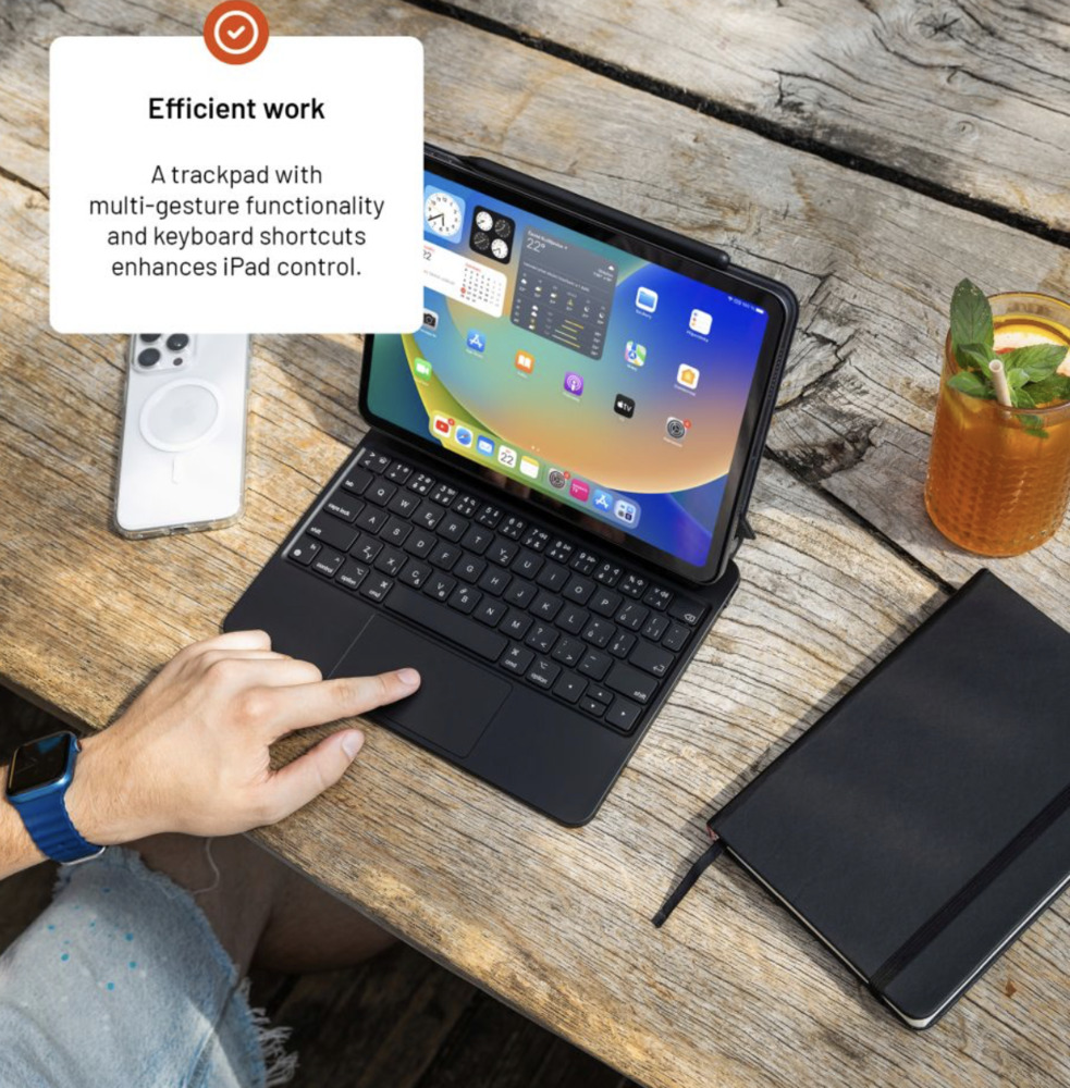 FIXED Typee bezdrátová klávesnice s magnetickým uchycením pro Apple iPad 10,9" 2022/11" 2025, CZ, černá