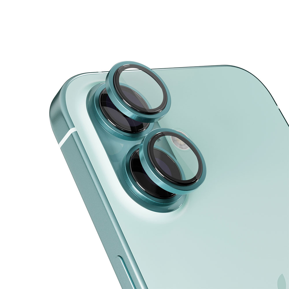 iStores by Epico Aluminium Lens Protector pro Apple iPhone 16 / 16 Plus - modrozelená