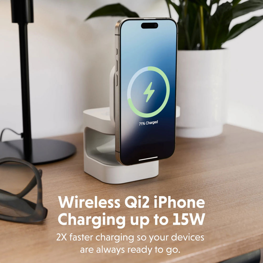 Hyper HyperJuice Qi2 3-in-1 Magnetic Charging Stand - White