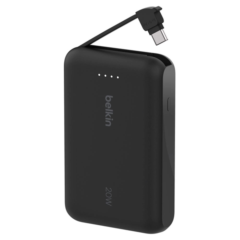 Belkin BoostCharge PowerBank 10K with Integrated USB-C Cable 20W - Black