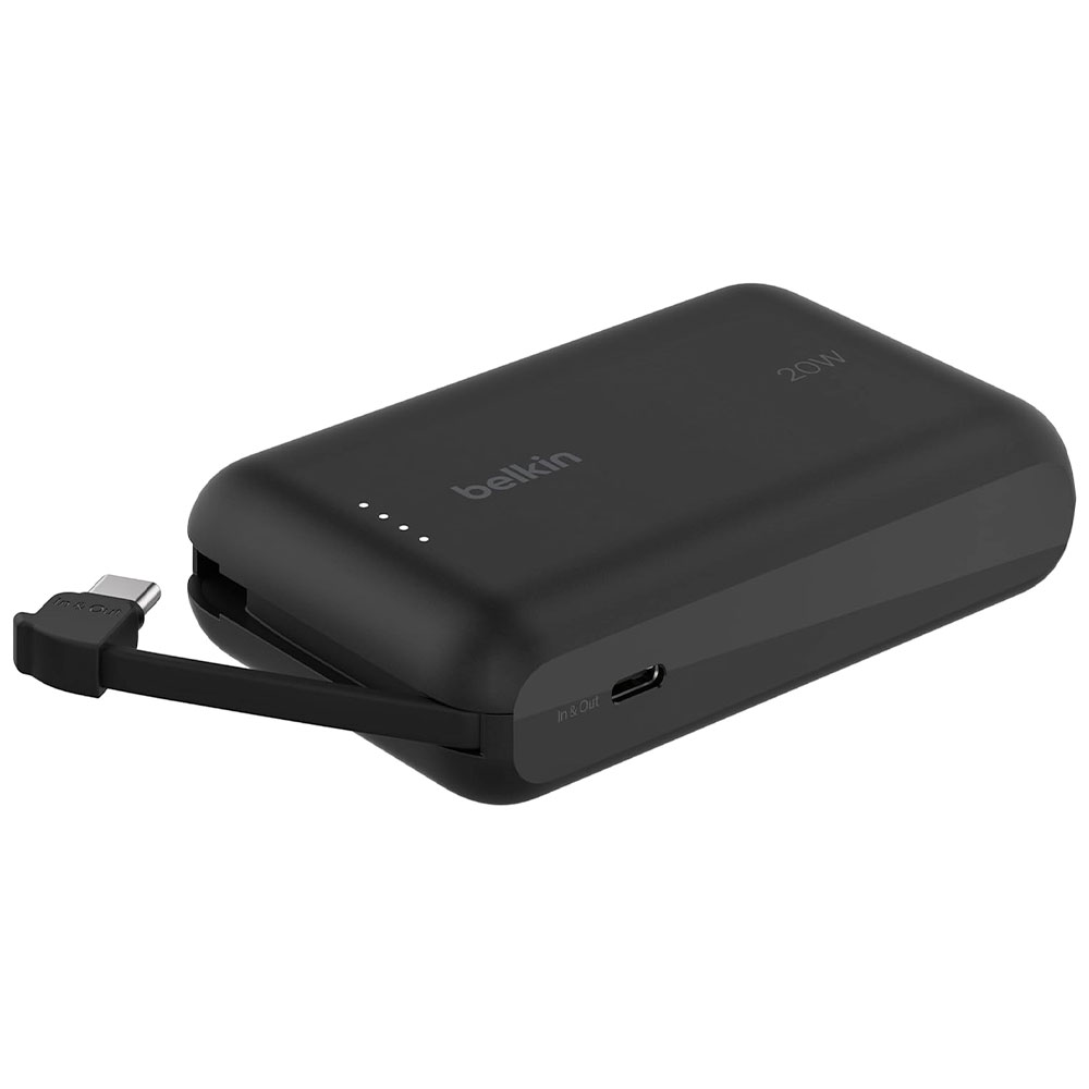 Belkin BoostCharge PowerBank 10K with Integrated USB-C Cable 20W - Black