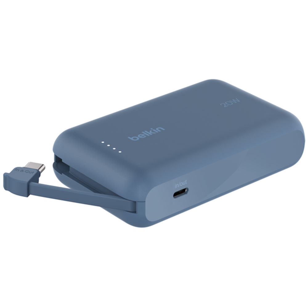 Belkin BoostCharge PowerBank 10K with Integrated USB-C Cable 20W - Blue