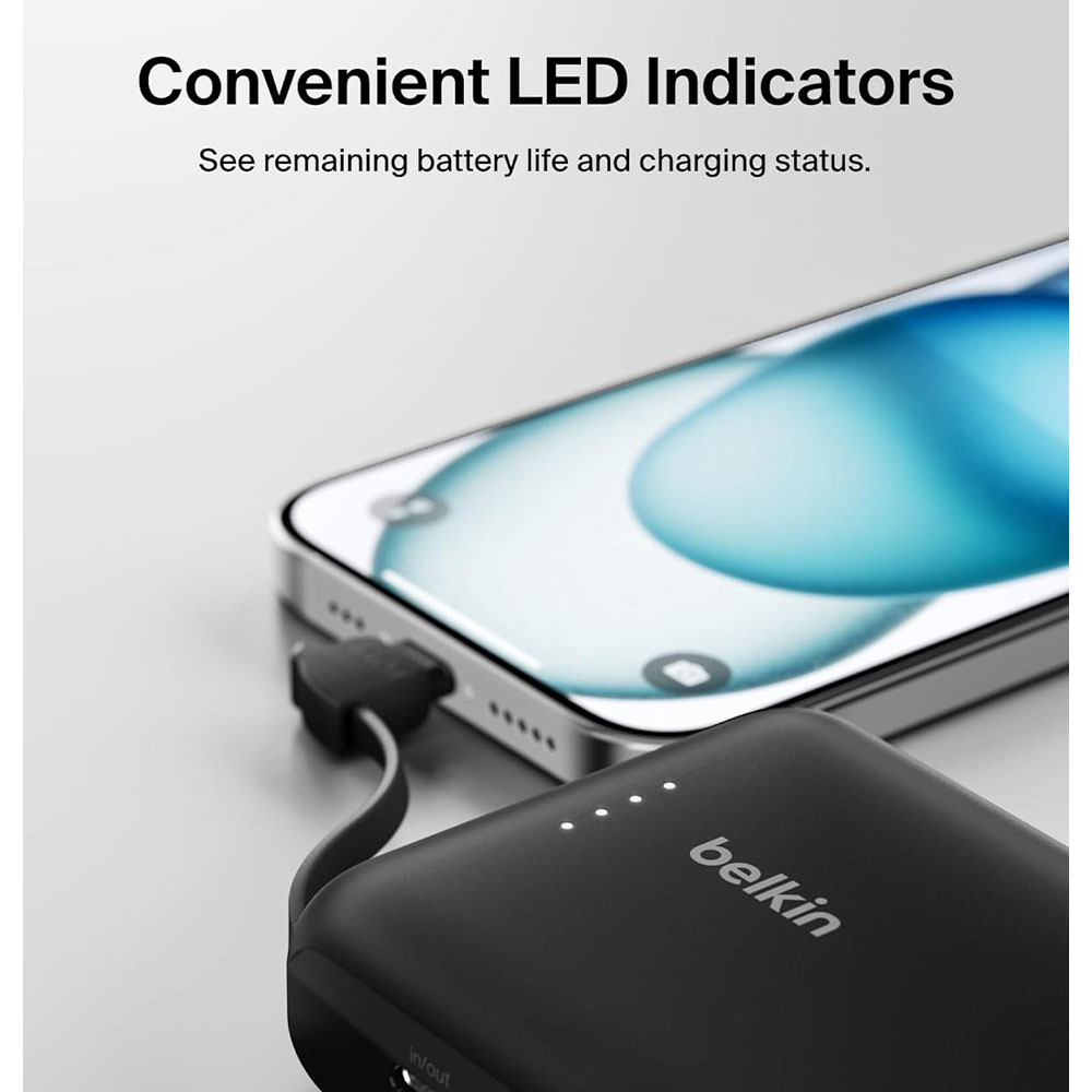 Belkin BoostCharge PowerBank 10K with Integrated USB-C Cable 20W - Blue