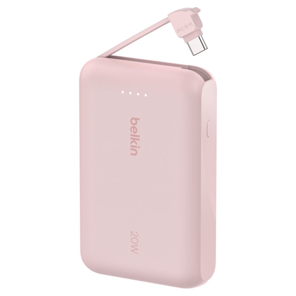 Belkin BoostCharge PowerBank 10K with Integrated USB-C Cable 20W - Pink