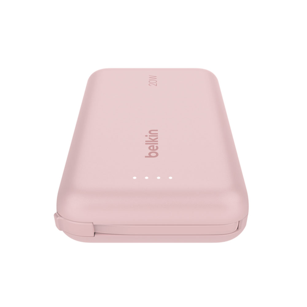 Belkin BoostCharge PowerBank 10K with Integrated USB-C Cable 20W - Pink