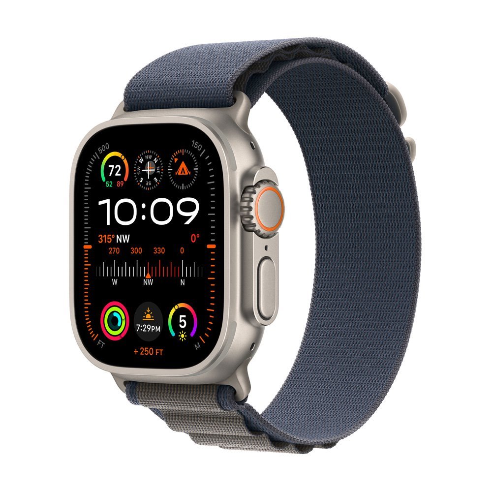 Apple Watch Ultra 2 GPS + Cellular, 49mm Titanium Case with Blue Alpine Loop - Medium DEMO