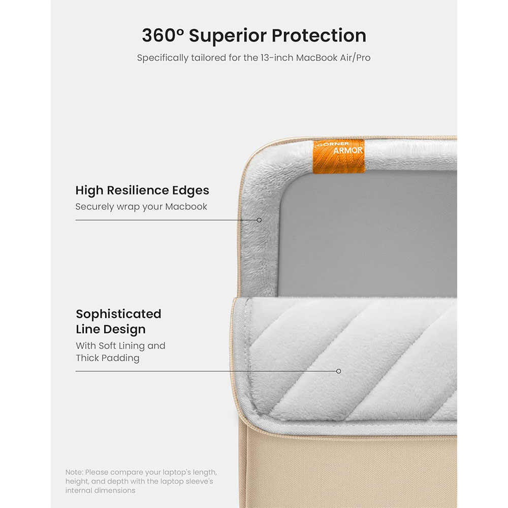 Tomtoc puzdro 360 Protective Sleeve pre Macbook Air 13" M1/M2/M3/M4 - Sand