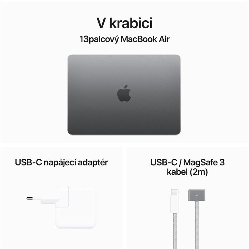 MacBook Air 13" Apple M3 8core CPU 8core GPU 16GB 256GB Vesmírně šedý CZ *rozbaleno*