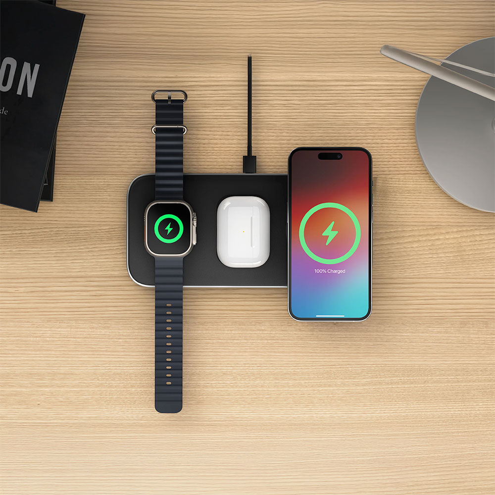 Satechi Qi2 Trio Wireless Charging Pad - Space Gray