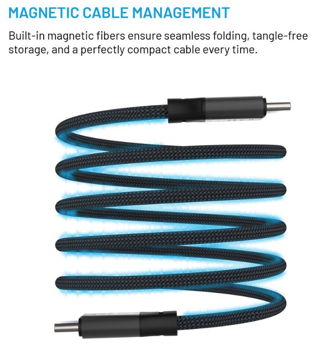 FIXED magnetický nabíjecí a datový opletený kabel s konektory USB-C/USB-C a podporou PD, USB 2.0, 240W, 1.2m, šedý