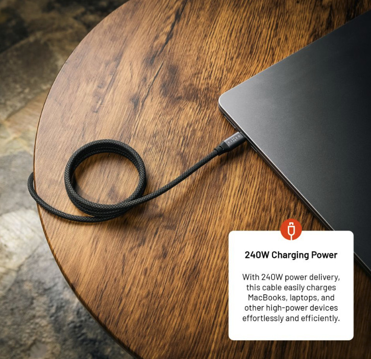 FIXED magnetický nabíjecí a datový opletený kabel s konektory USB-C/USB-C a podporou PD, USB 2.0, 240W, 1.2m, šedý