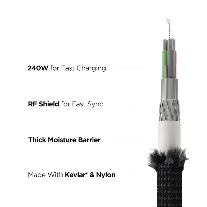 Nomad kábel Made with Kevlar USB-C Cable 240W 3m - Carbide