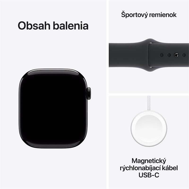 Apple Watch Series 10 GPS 46mm Jet Black Aluminium Case with Black Sport Band - M/L *Rozbalený*