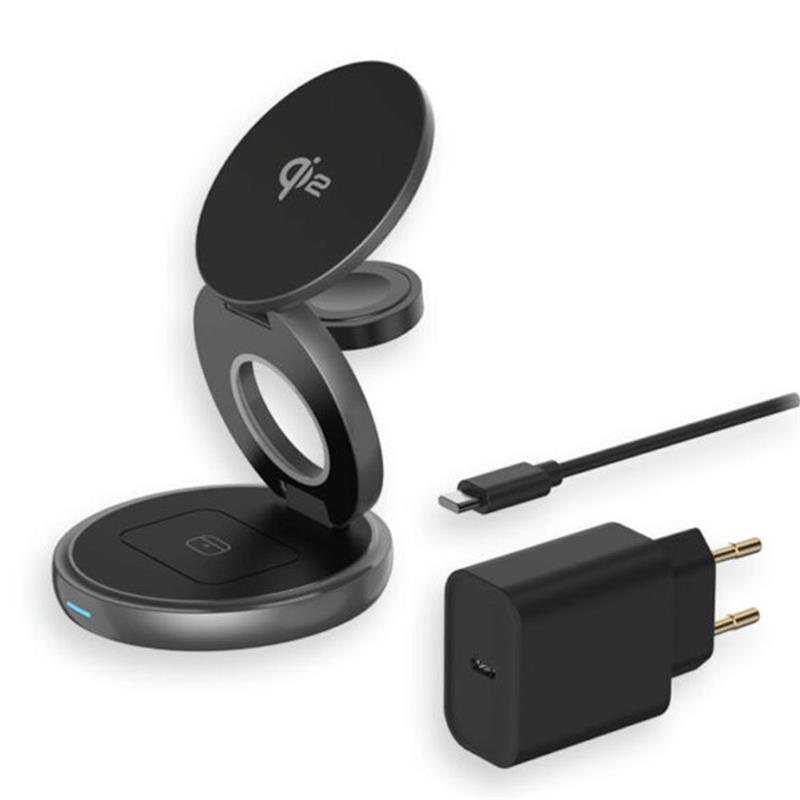 LMP Twist 3-in-1 Wireless Qi2 Charging Station - Black