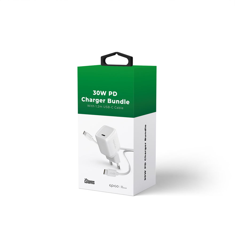 iStores by Epico 30W PD Charger Bundle with USB-C to USB-C cable 1.2m - bílá