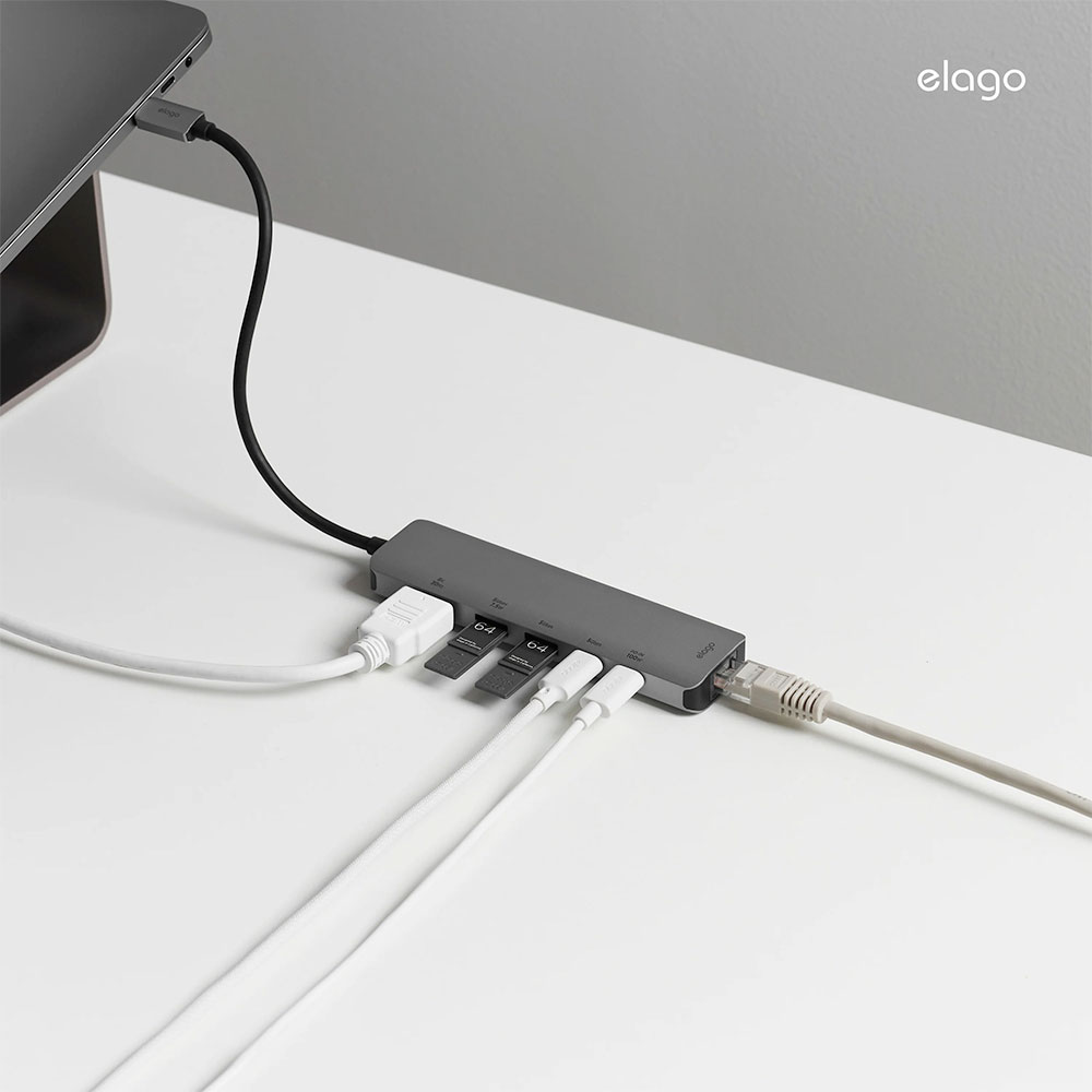 Elago USB-C 6 in 1 Ethernet HDMI Multi Hub - Space Gray