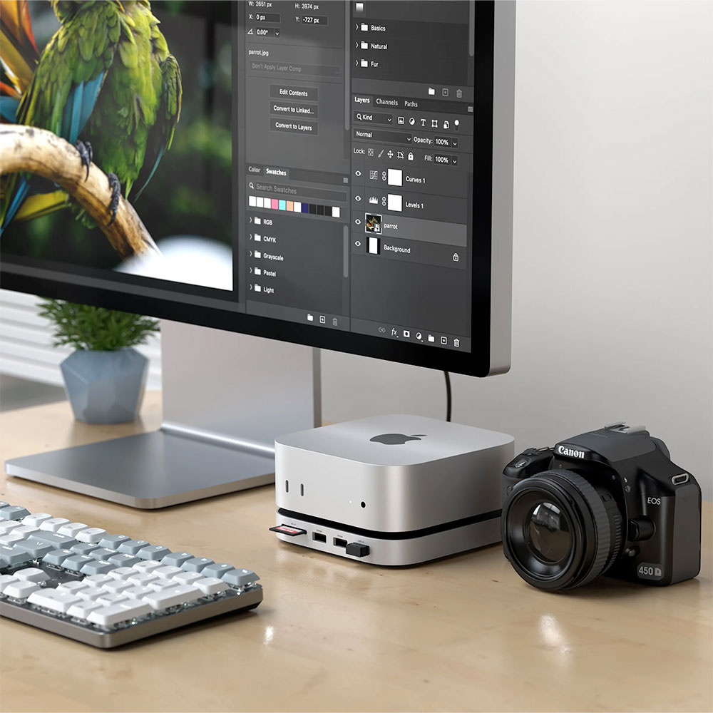 Satechi Stand & Hub with SSD enclosure pre Mac Mini M4 2024 - Silver