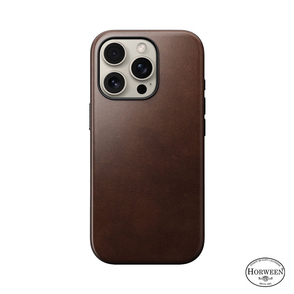 Nomad kryt Modern Leather Case Magsafe Horween pre iPhone 16 Pro - Rustic Brown