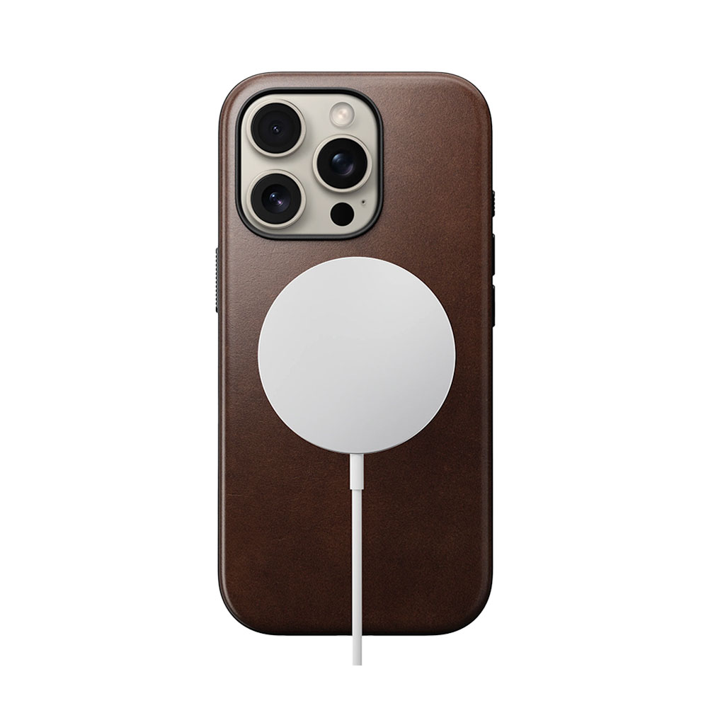 Nomad kryt Modern Leather Case Magsafe Horween pre iPhone 16 Pro - Rustic Brown