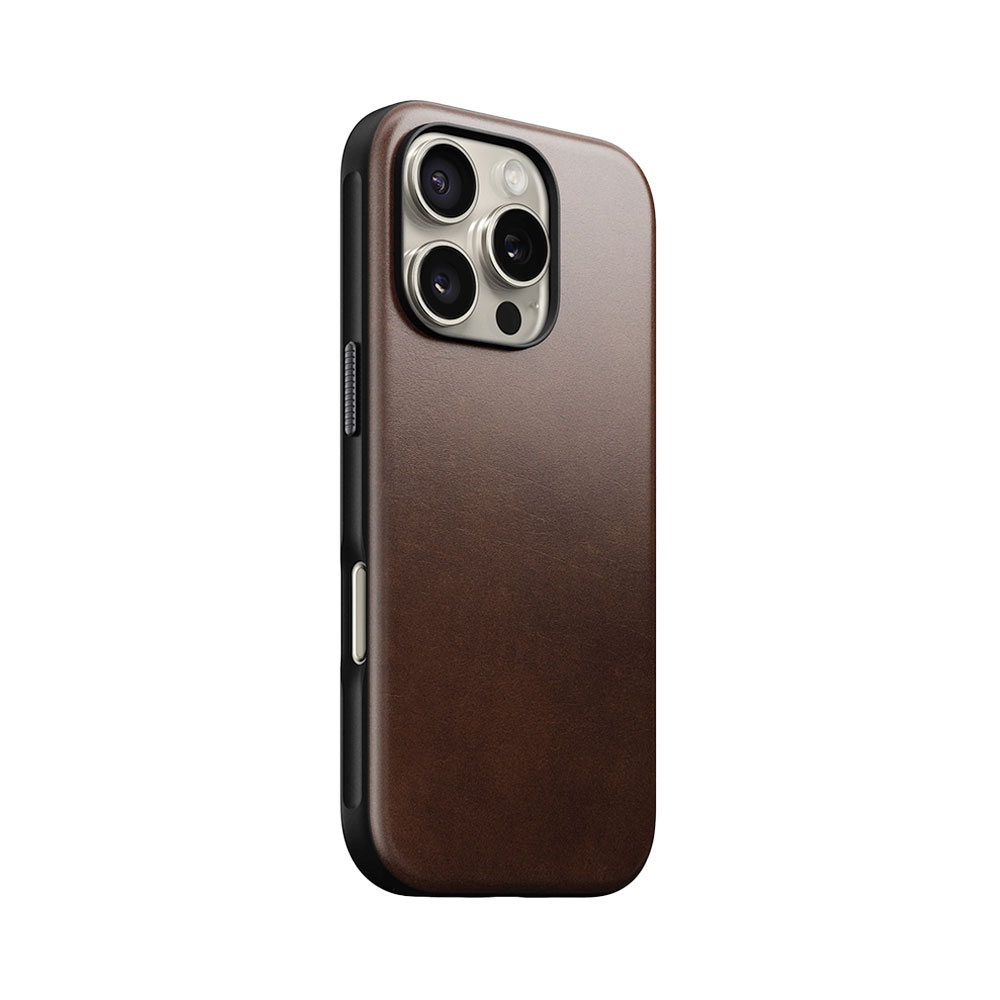 Nomad kryt Modern Leather Case Magsafe Horween pre iPhone 16 Pro - Rustic Brown