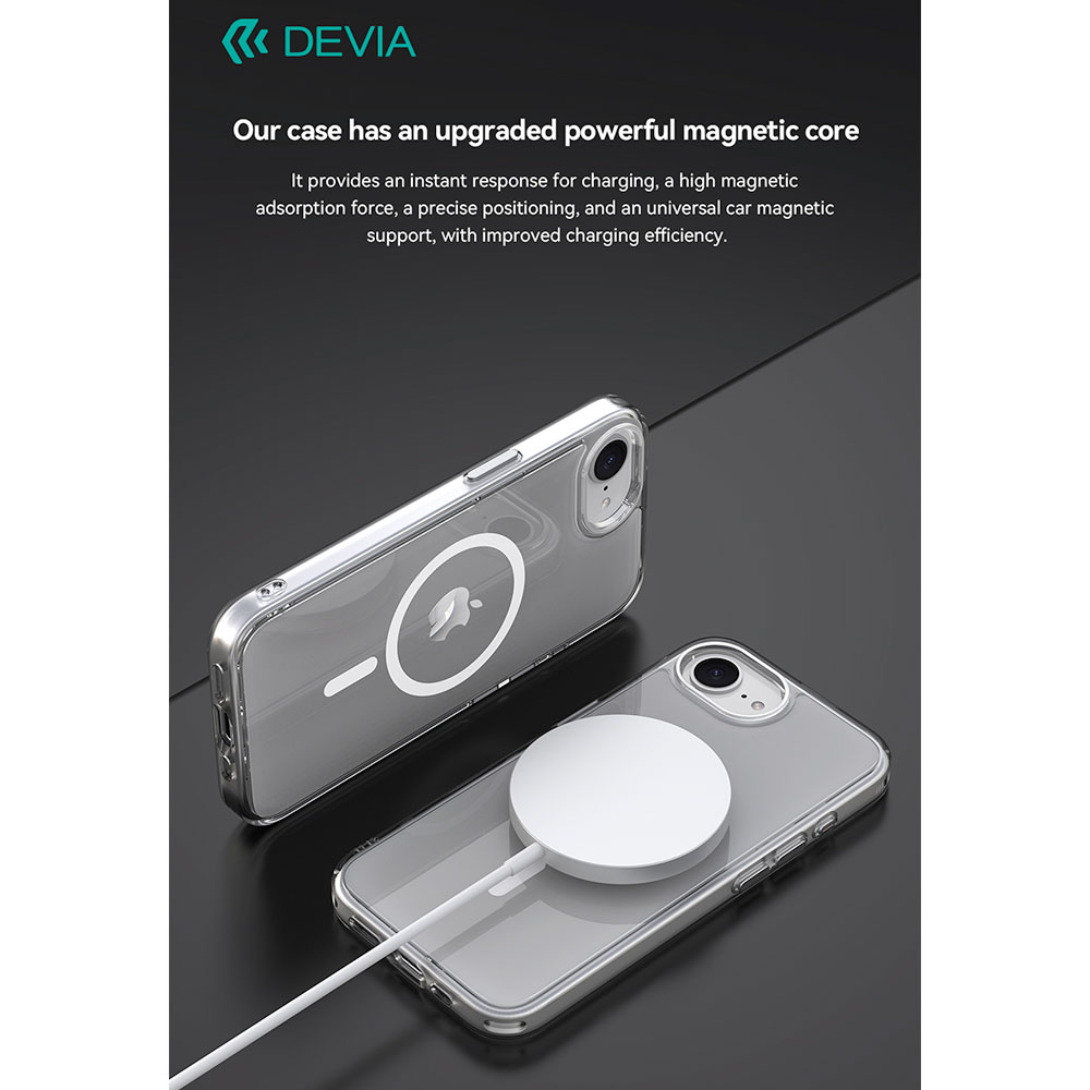 Devia kryt Pure Clear Magnetic Shockproof Case pre iPhone 16e - Clear