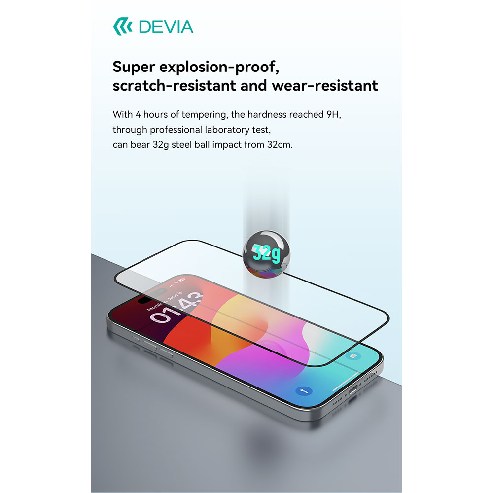 Devia ochranné sklo Star Series Full Screen pre iPhone 16e - Black Frame