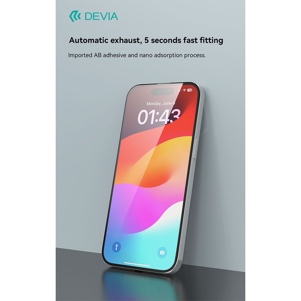 Devia ochranné sklo Star Series Full Screen pre iPhone 16e - Black Frame