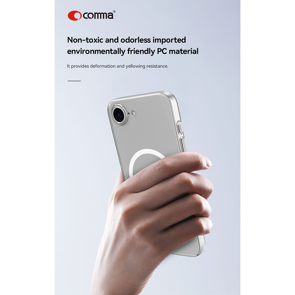 Comma kryt Hard Jacket Magnetic Case pre iPhone 16e - Clear