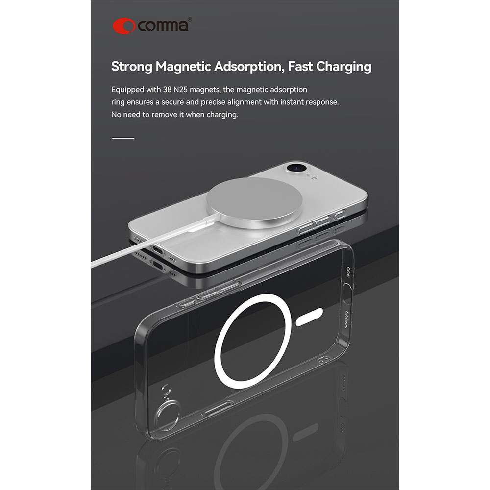 Comma kryt Hard Jacket Magnetic Case pre iPhone 16e - Clear
