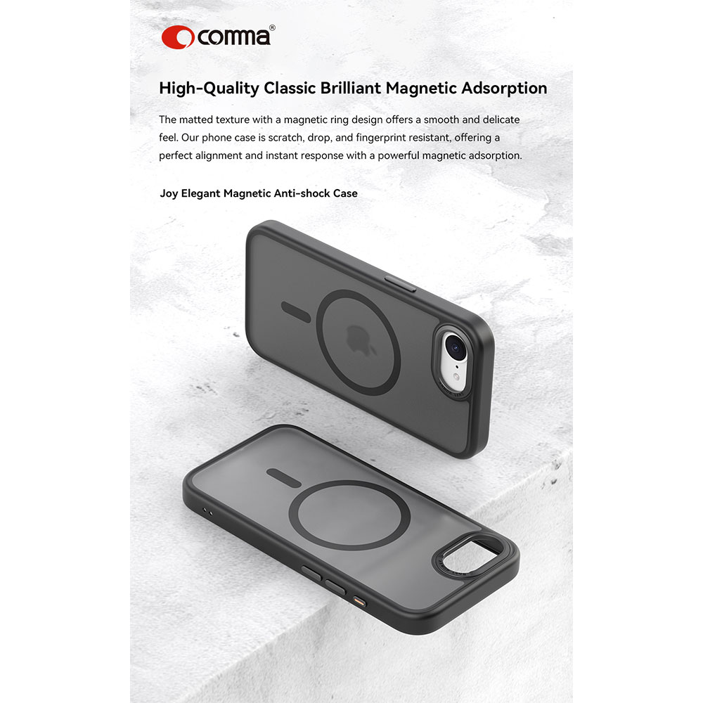 Comma kryt Joy Elegant Magnetic Case pre iPhone 16e - Black