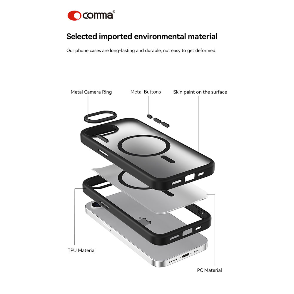 Comma kryt Joy Elegant Magnetic Case pre iPhone 16e - White