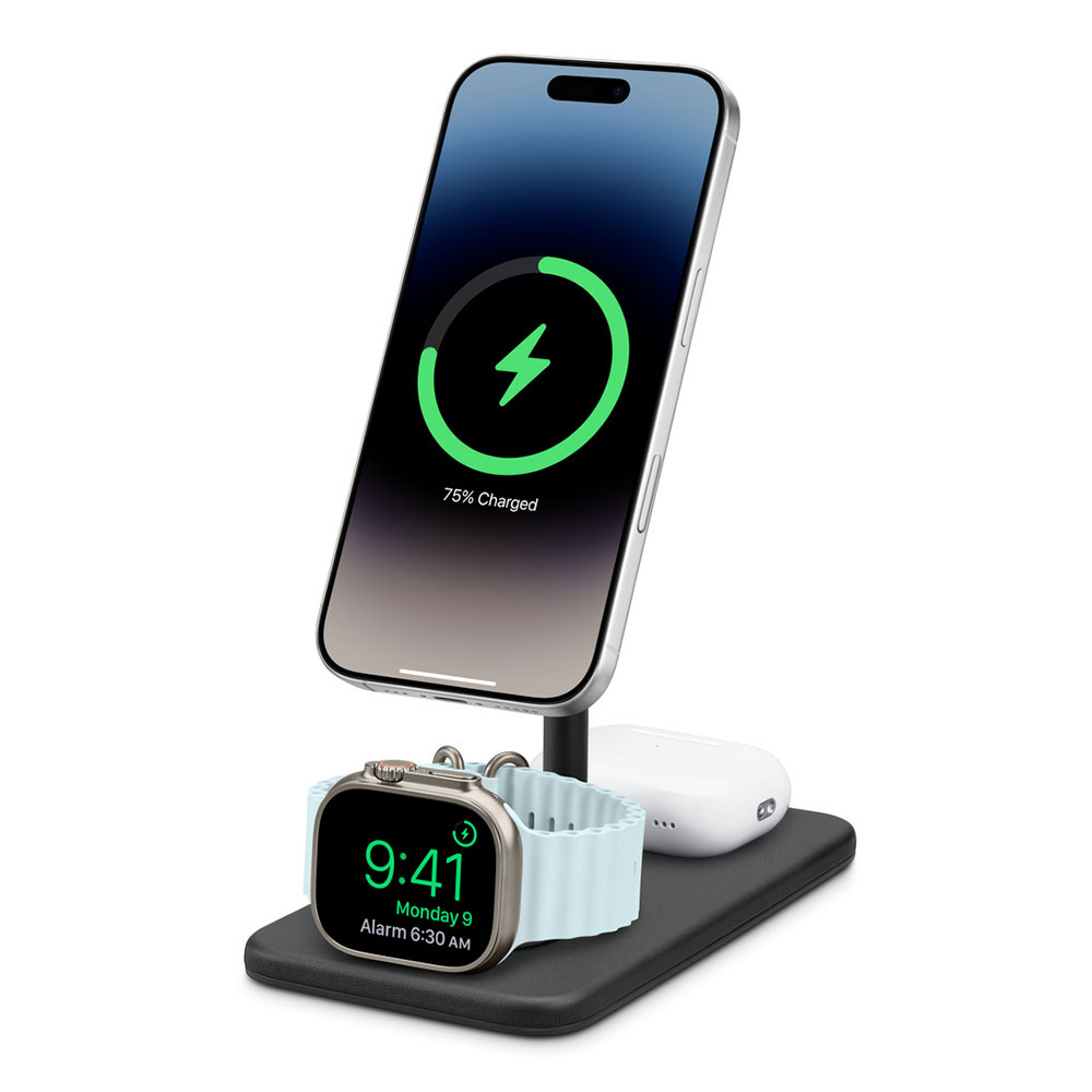 TwelveSouth HiRise 3 Deluxe 3-in-1 Qi2 Charging Stand - Black