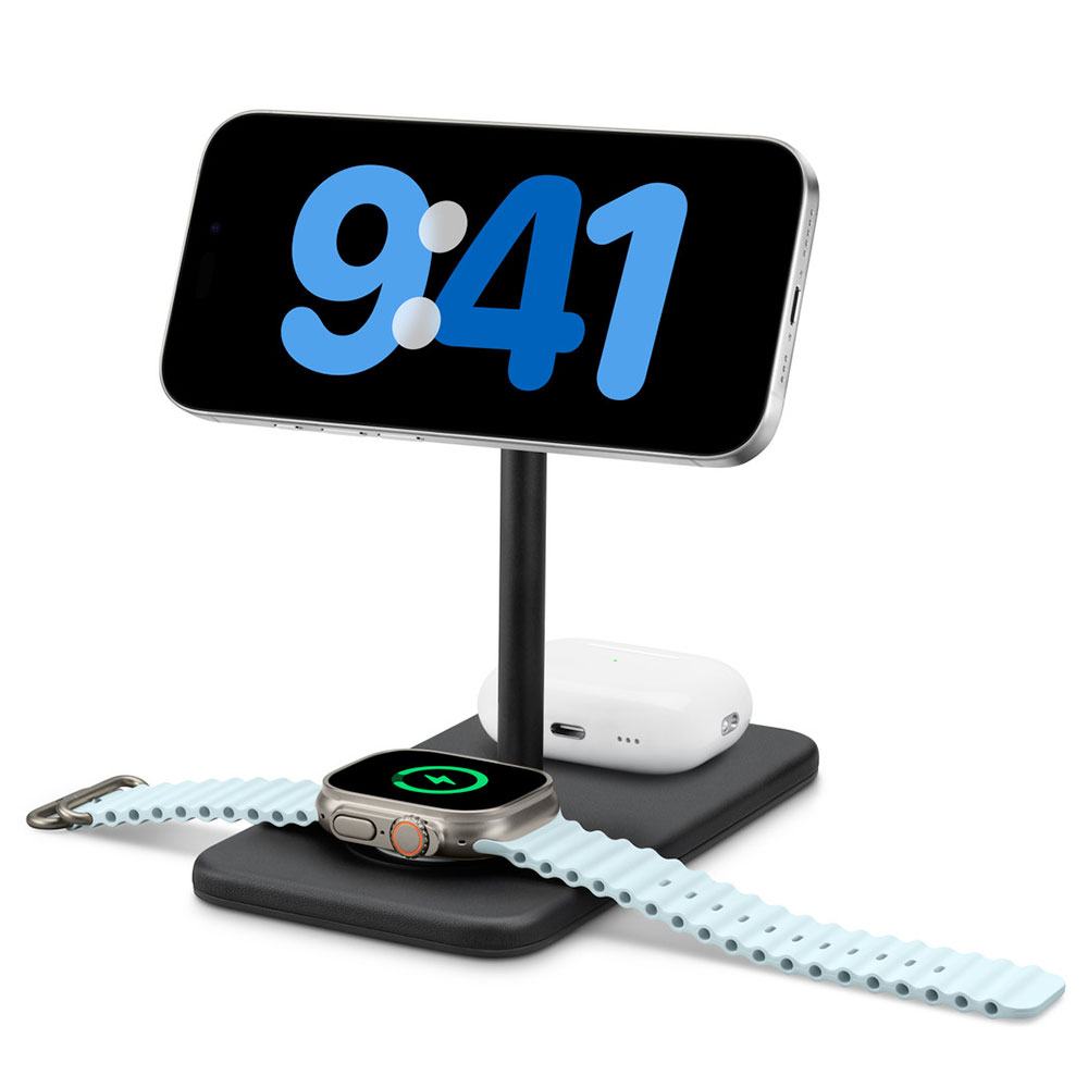 TwelveSouth HiRise 3 Deluxe 3-in-1 Qi2 Charging Stand - Black